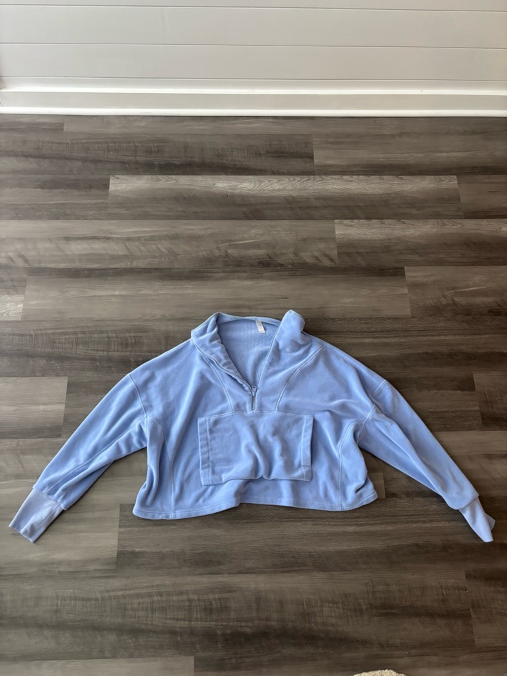 ZYIA Light Blue Cropped Quarter-Zip Hoodie